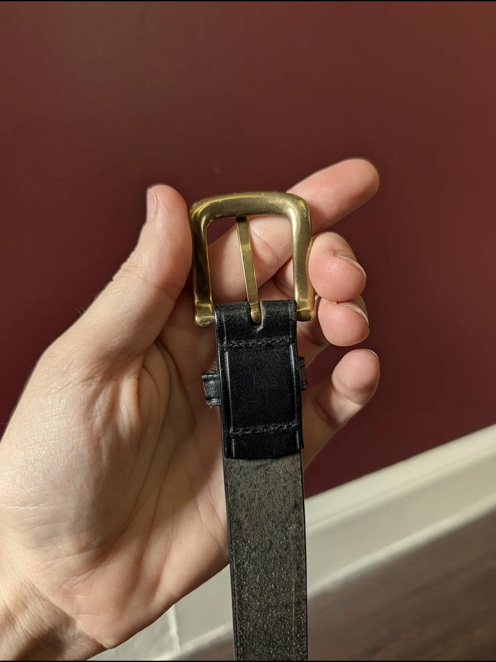 Brooks Brothers Black Leather Mens Drss Belt with Brass-Tone Buckle 30